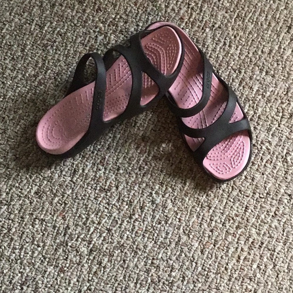 Crocs brown and pink